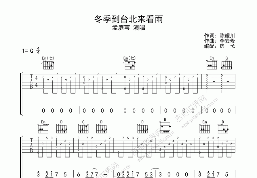 风中有朵雨做的云吉他谱预览图