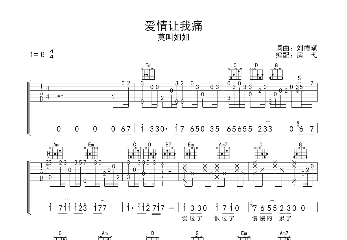 爱情让我痛吉他谱预览图