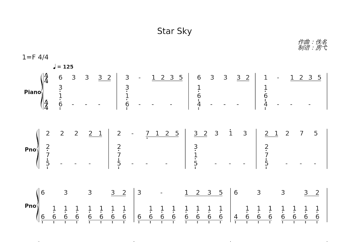 Star Sky简谱预览图