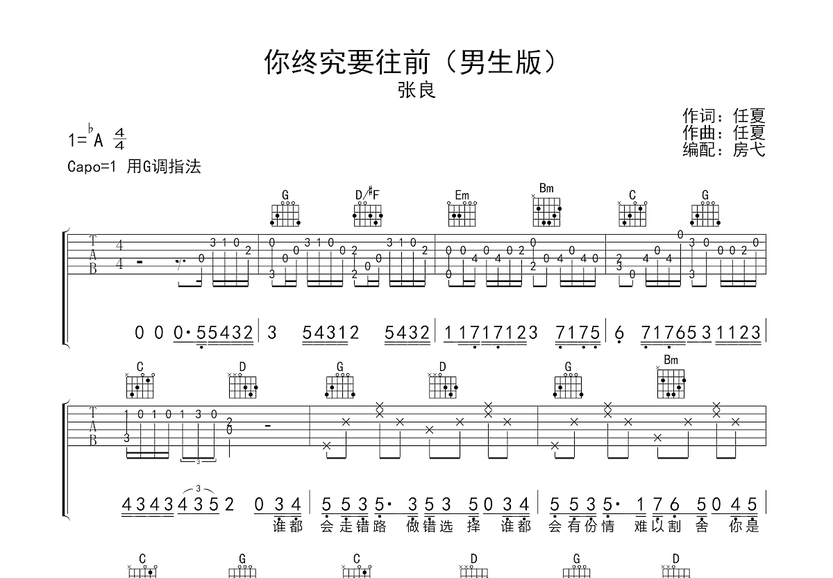 你终究要往前吉他谱预览图