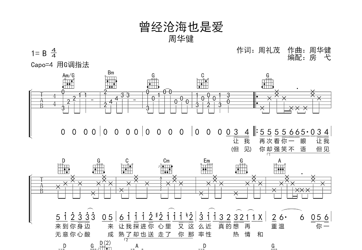 曾经沧海也是爱吉他谱预览图