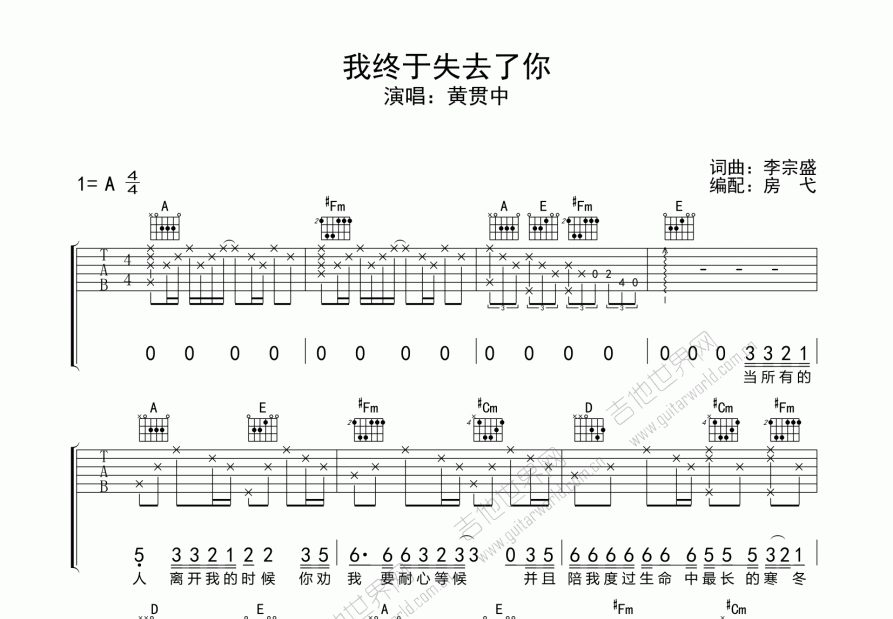 我终于失去了你吉他谱预览图