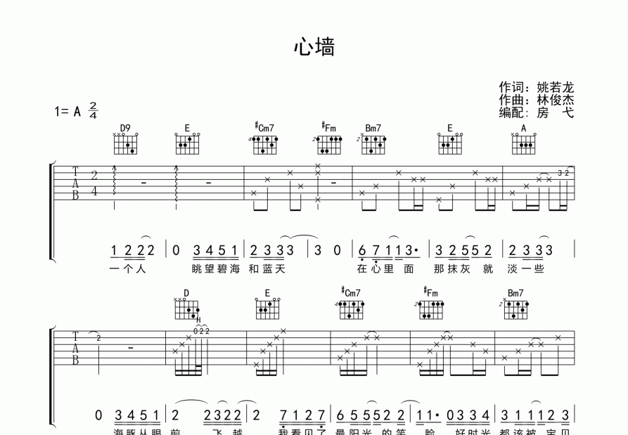 心墙吉他谱预览图