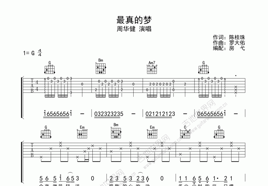 最真的梦吉他谱预览图