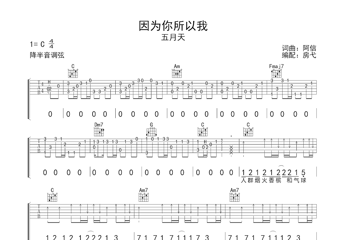 因为你所以我吉他谱预览图