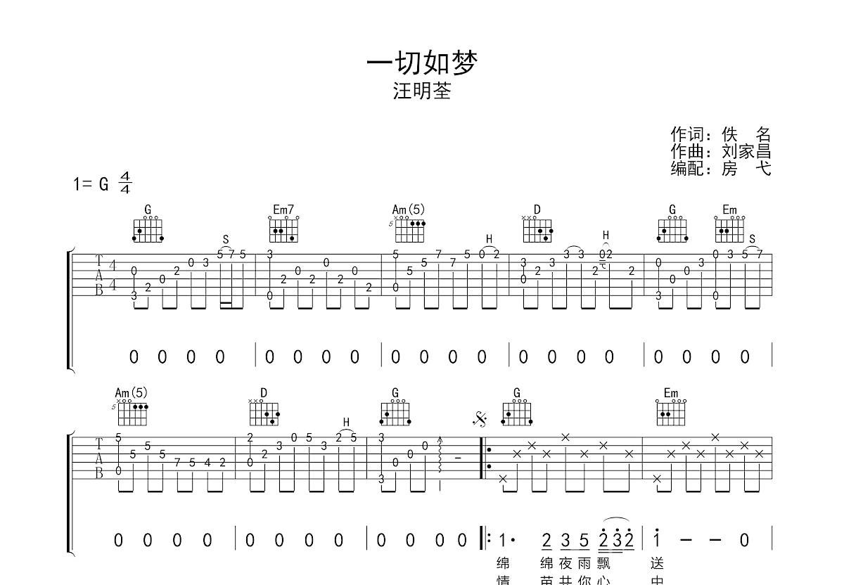 一切如梦吉他谱预览图