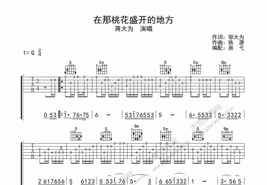 在那桃花盛开的地方吉他谱预览图