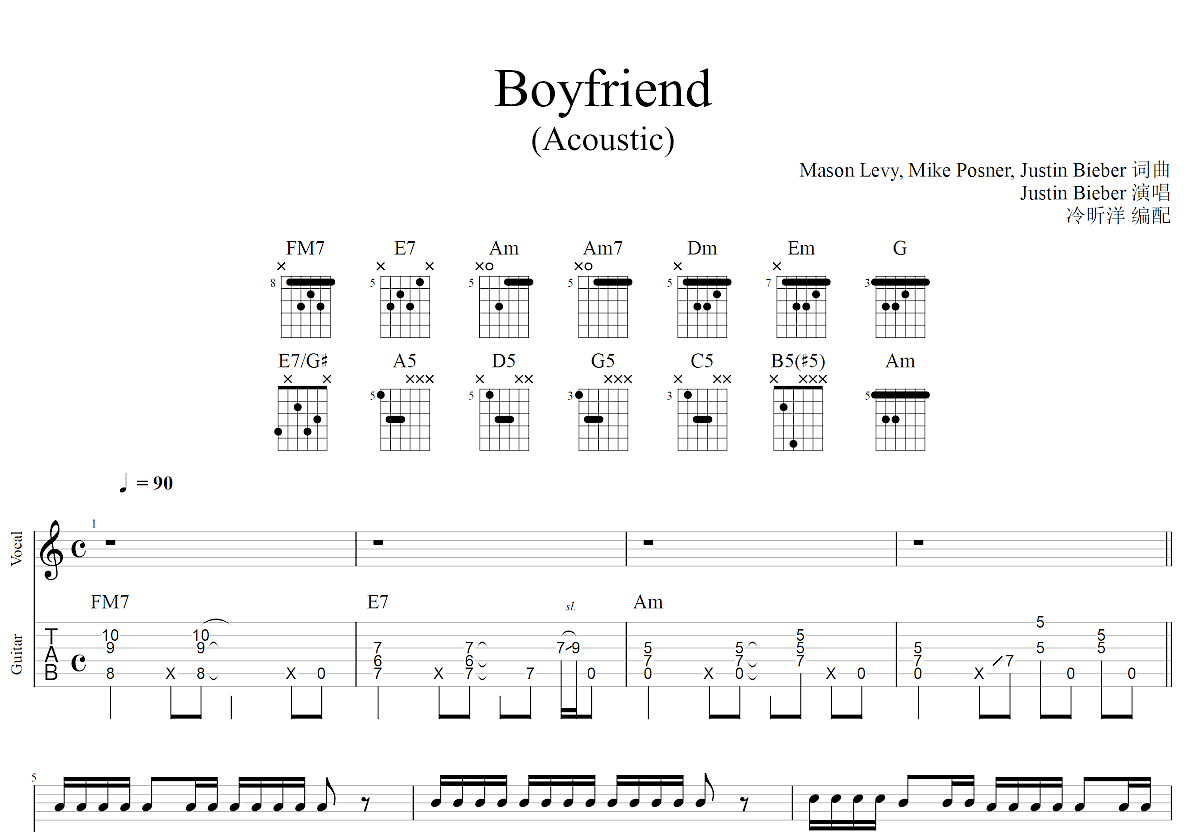 Boyfriend吉他谱预览图