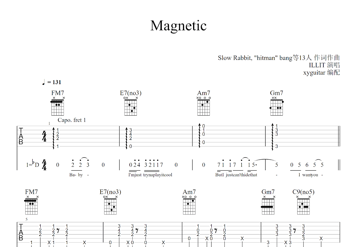 Magnetic吉他谱预览图