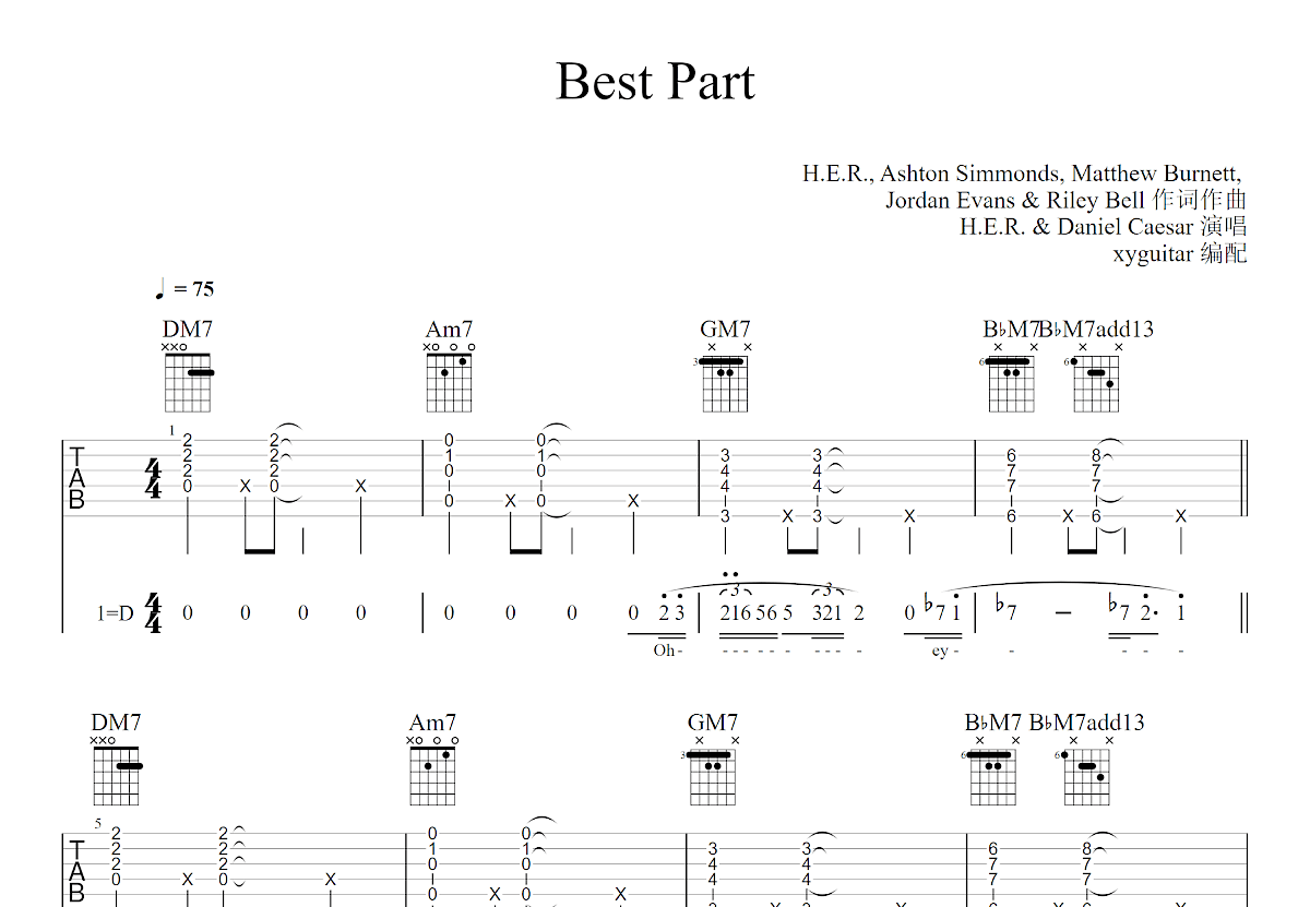Best Part吉他谱预览图