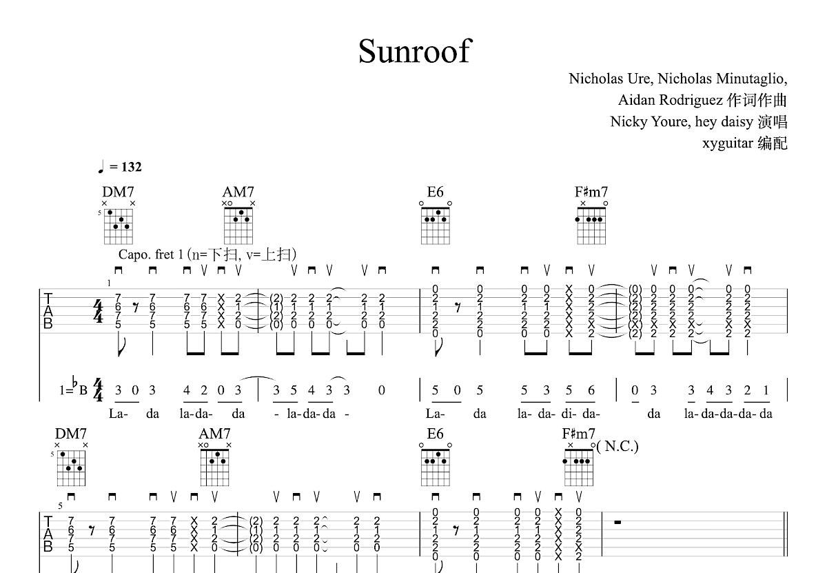 Sunroof吉他谱预览图
