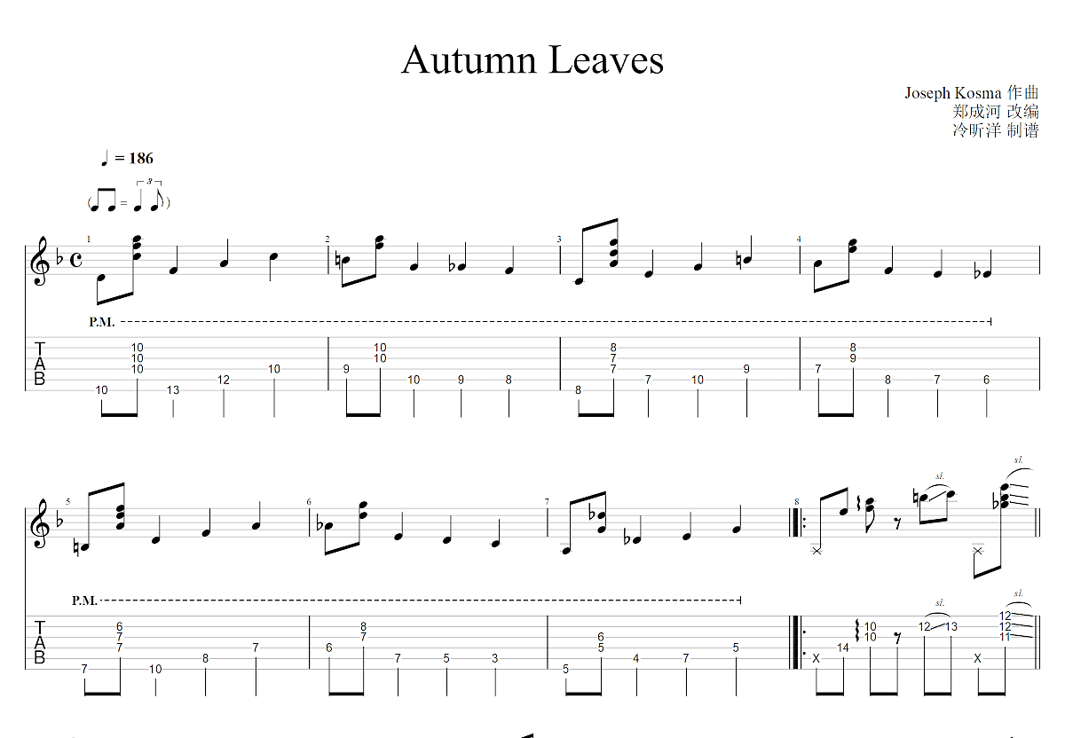 Autumn Leaves吉他谱预览图