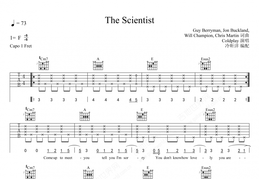 The Scientist吉他谱预览图