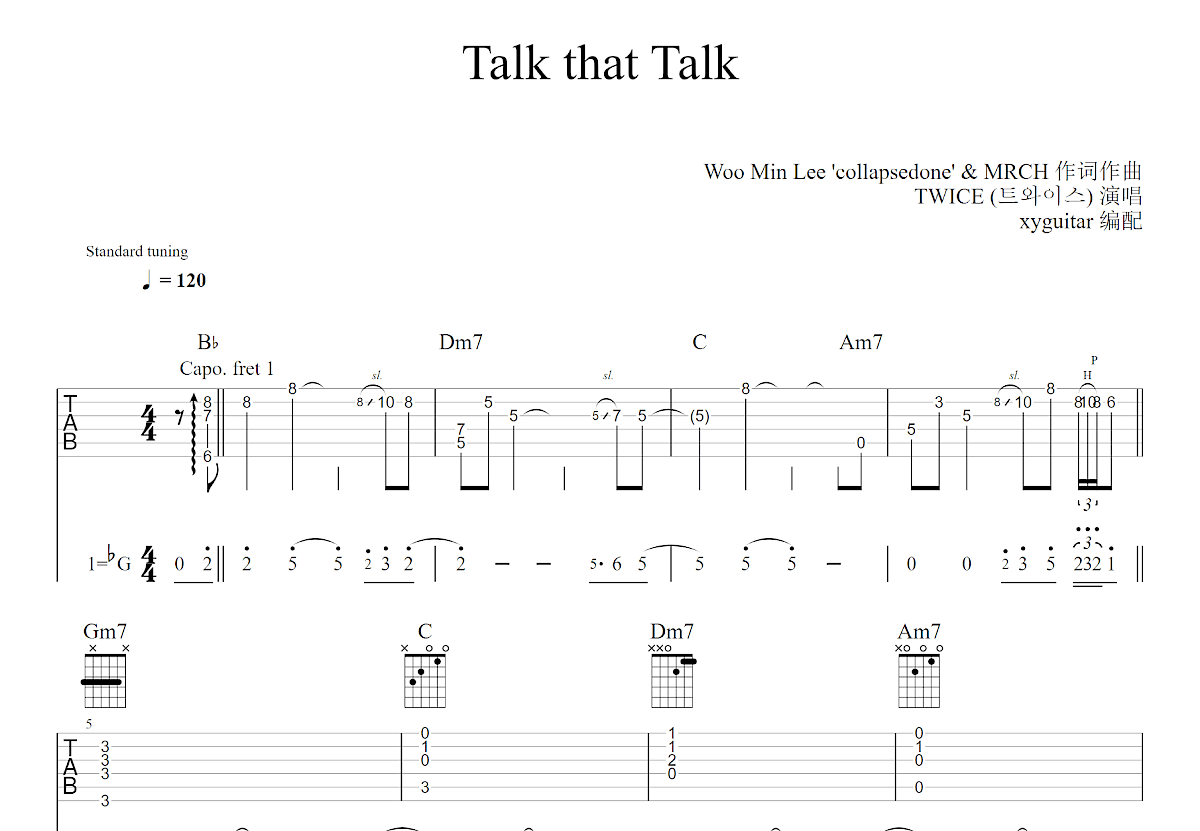 Talk that Talk吉他谱预览图