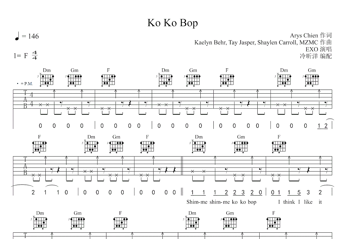 Ko Ko Bop吉他谱预览图