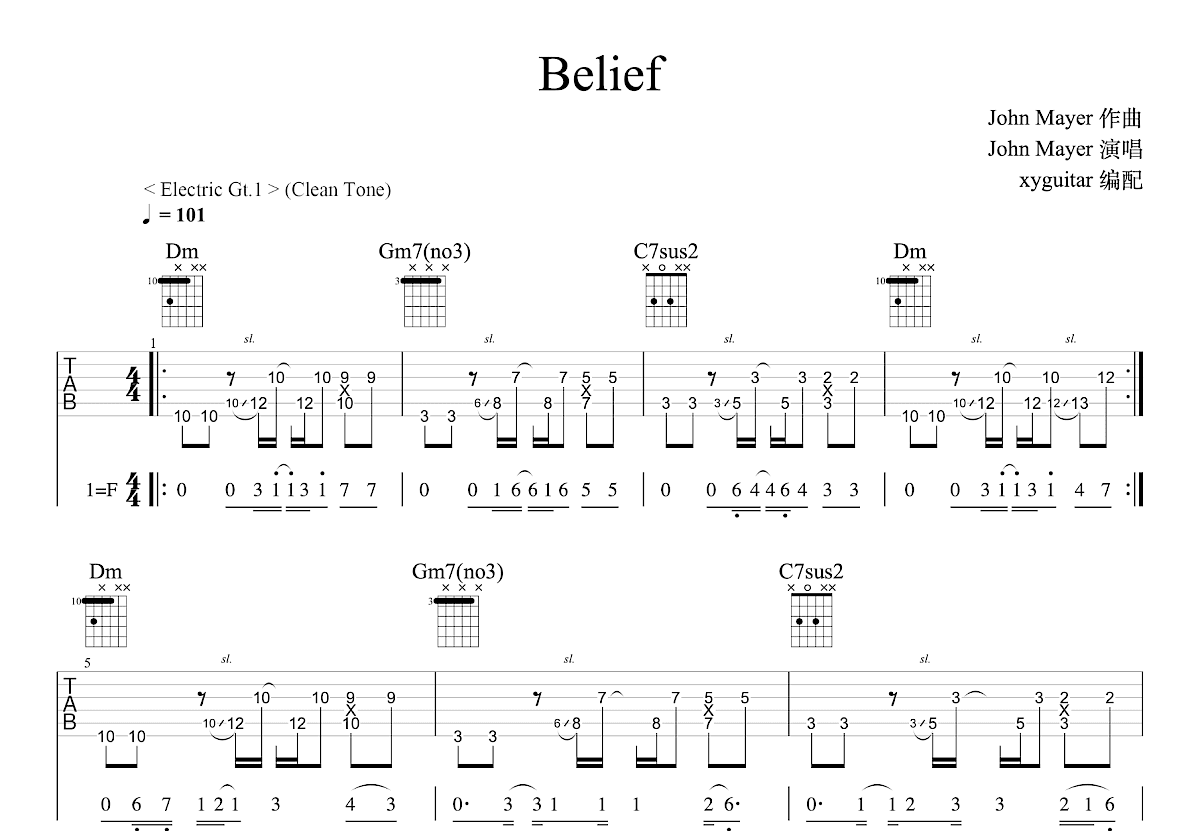 Belief吉他谱预览图