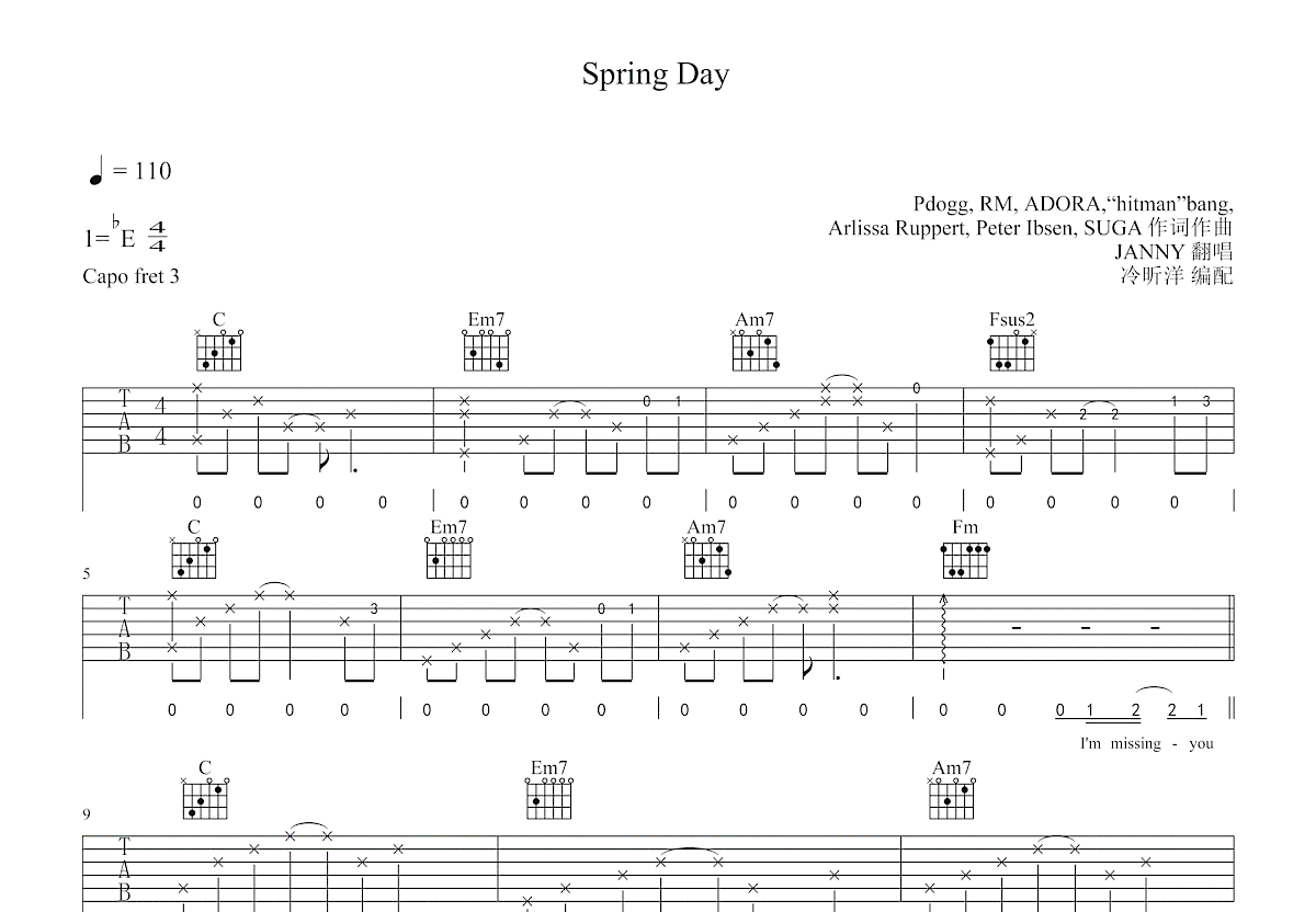 Spring Day吉他谱预览图