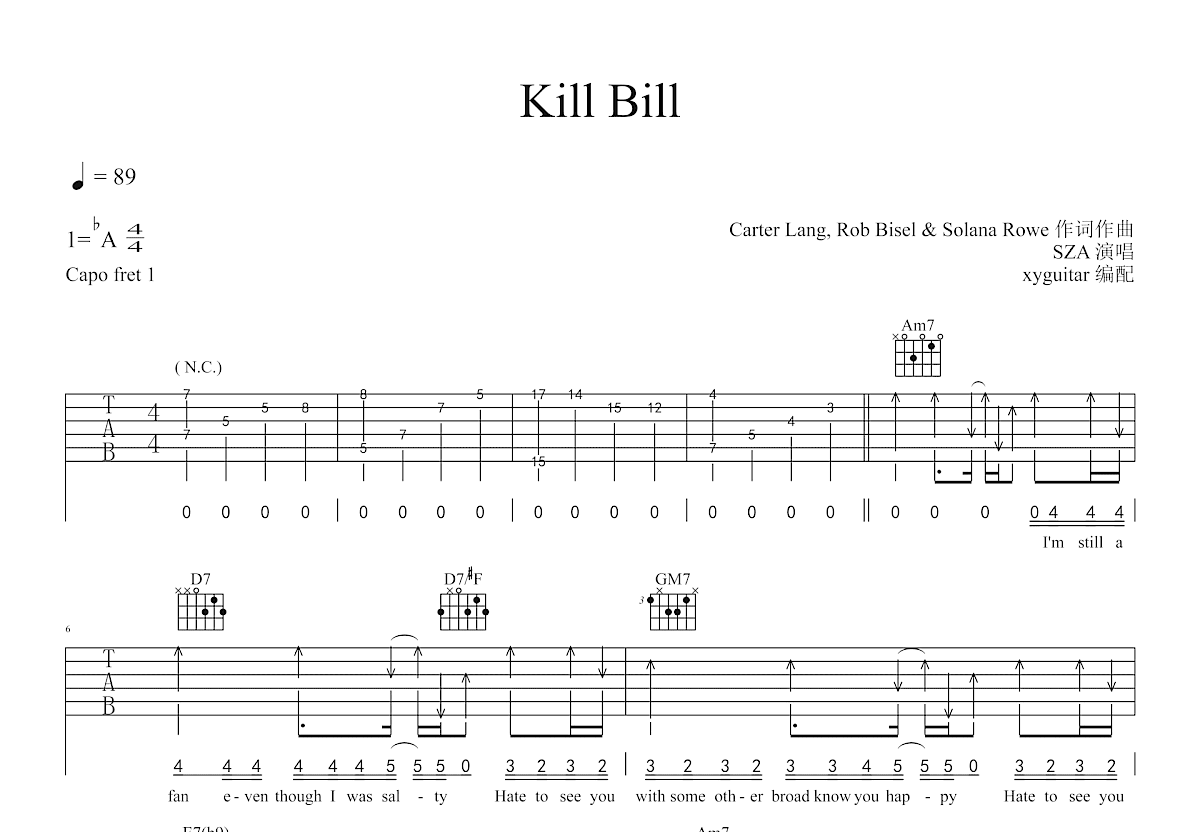 Kill Bill吉他谱预览图