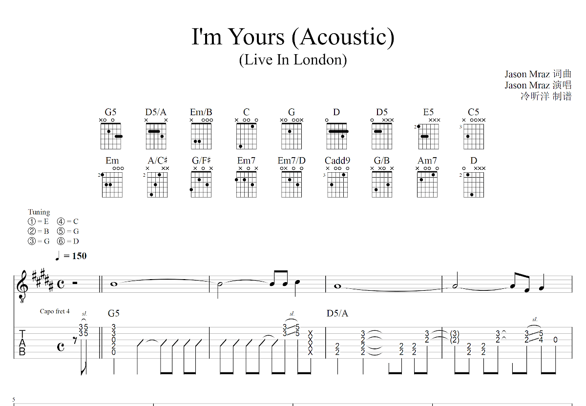 I'm Yours吉他谱预览图