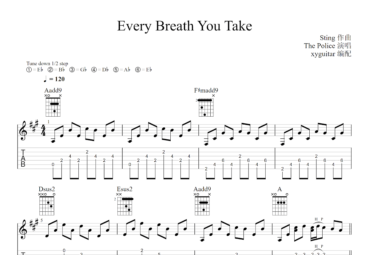 Every Breath You Take吉他谱预览图