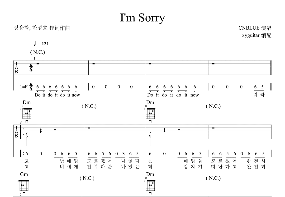 I'm Sorry吉他谱预览图