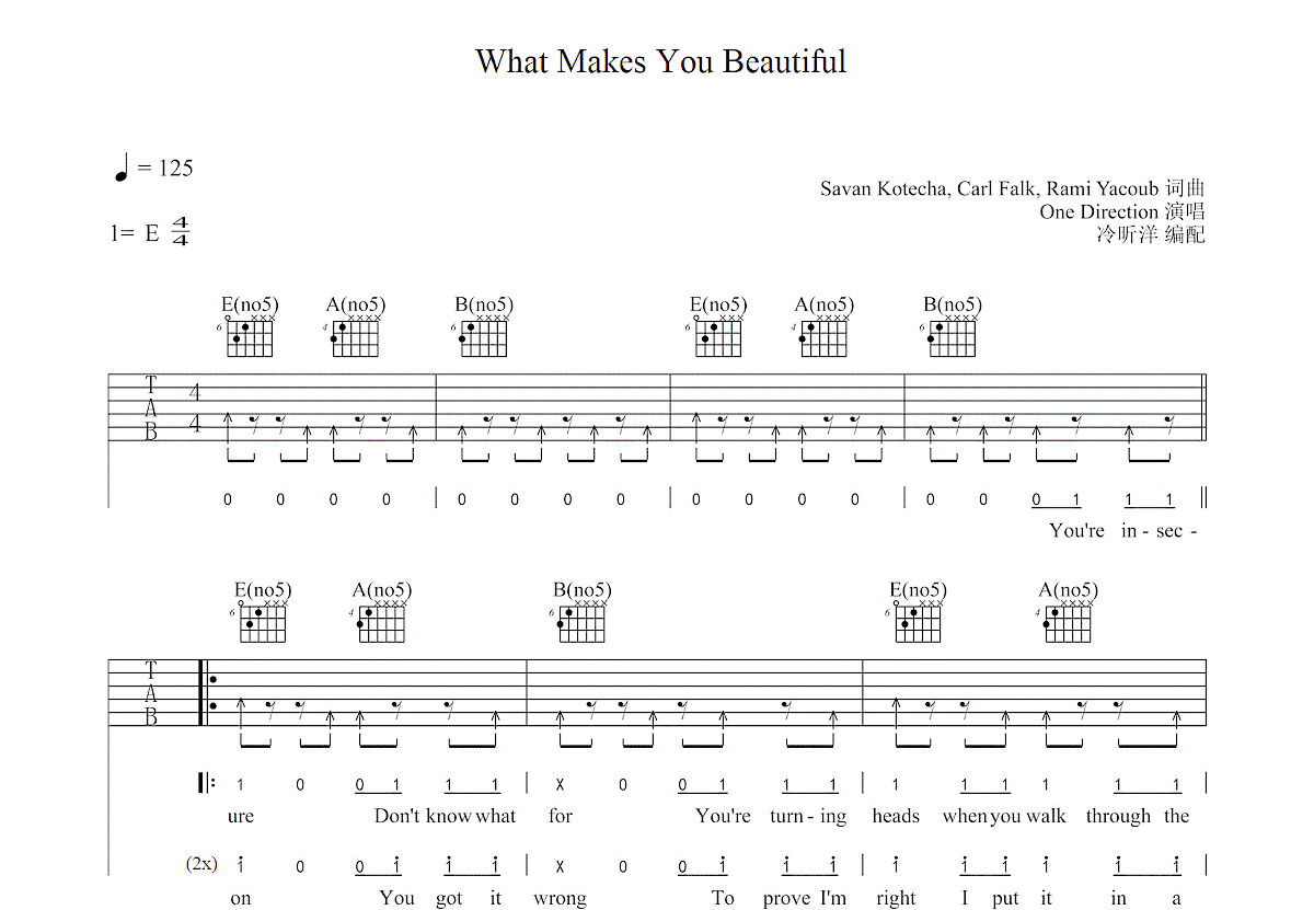 What Makes You Beautiful吉他谱预览图