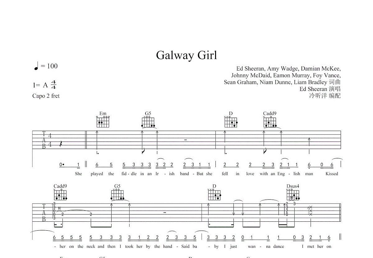 Galway Girl吉他谱预览图