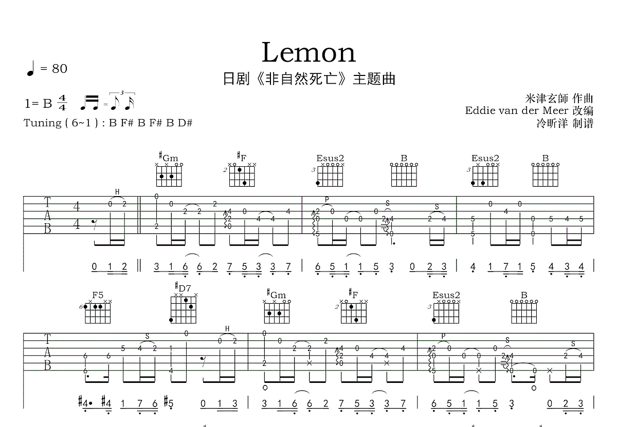 Lemon吉他谱预览图