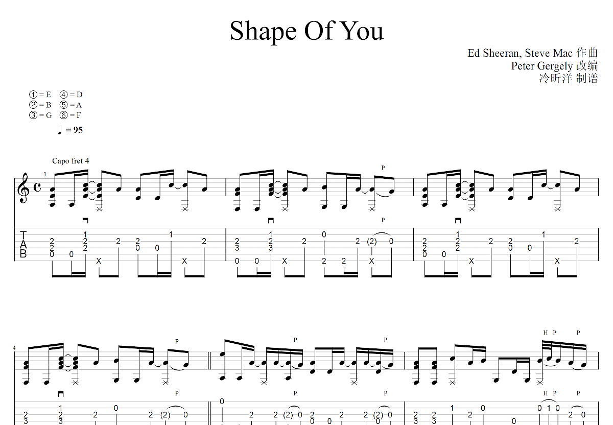 Shape Of You吉他谱预览图