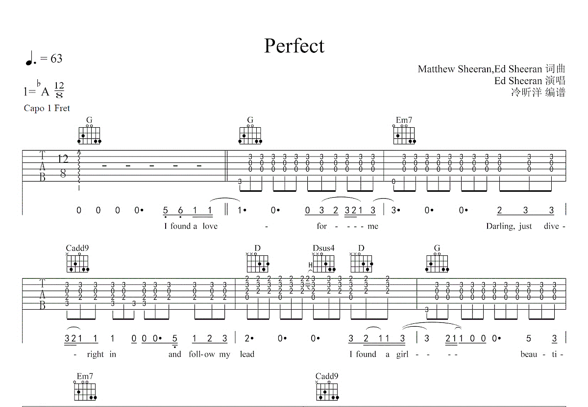 Perfect吉他谱预览图