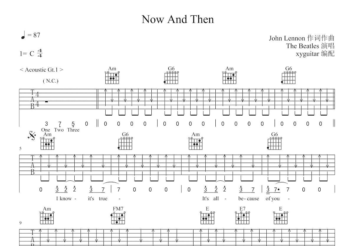 Now And Then吉他谱预览图