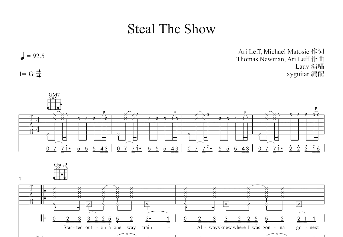 Steal The Show吉他谱预览图