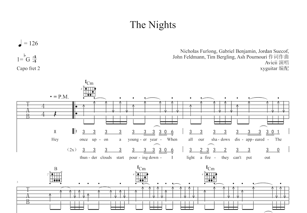 The Nights吉他谱预览图