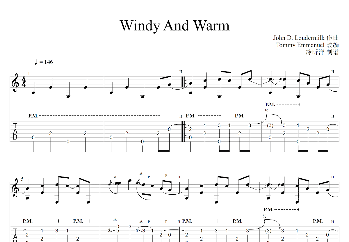 Windy And Warm吉他谱预览图