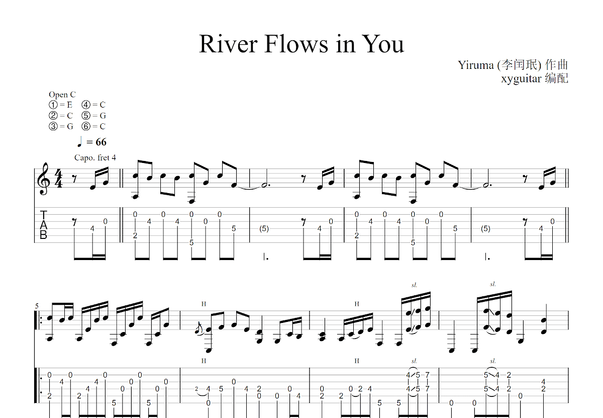 River Flows in You吉他谱预览图