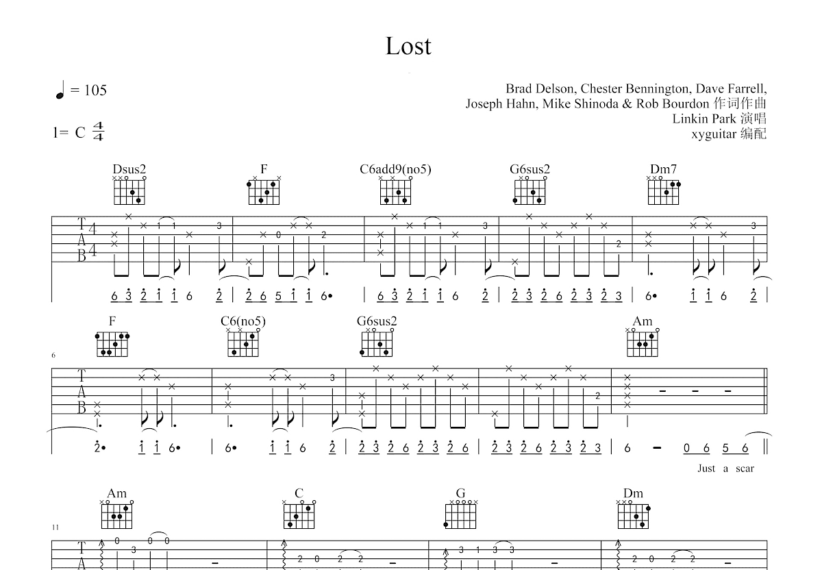 Lost吉他谱预览图