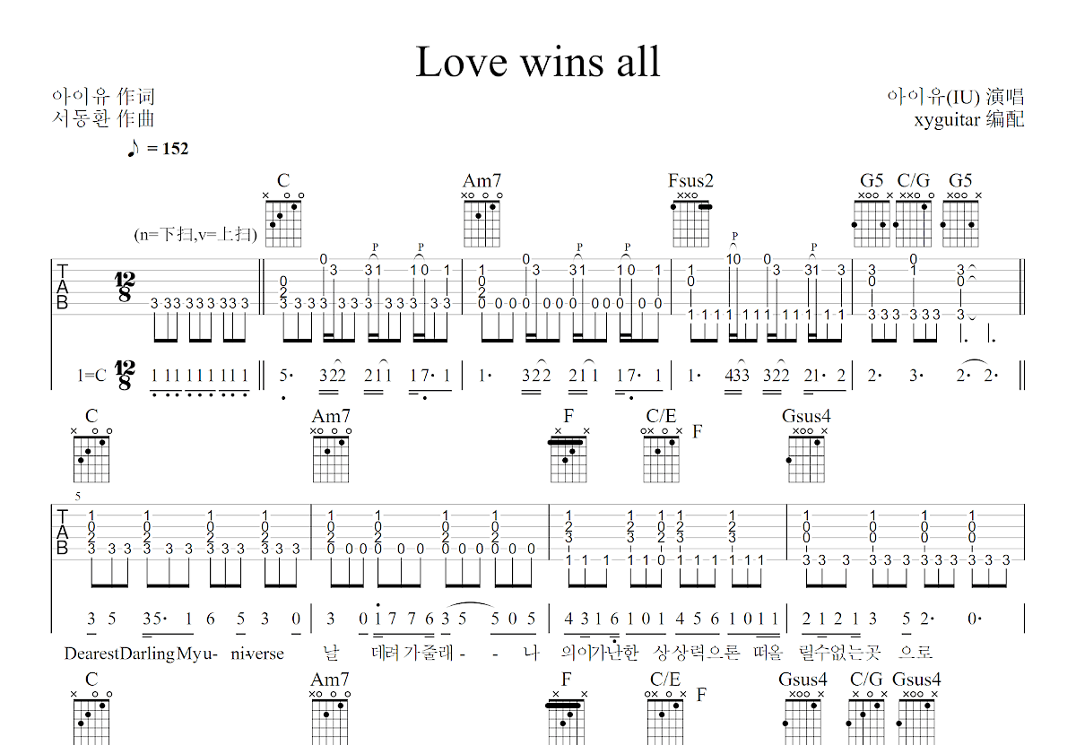 Love wins all吉他谱预览图