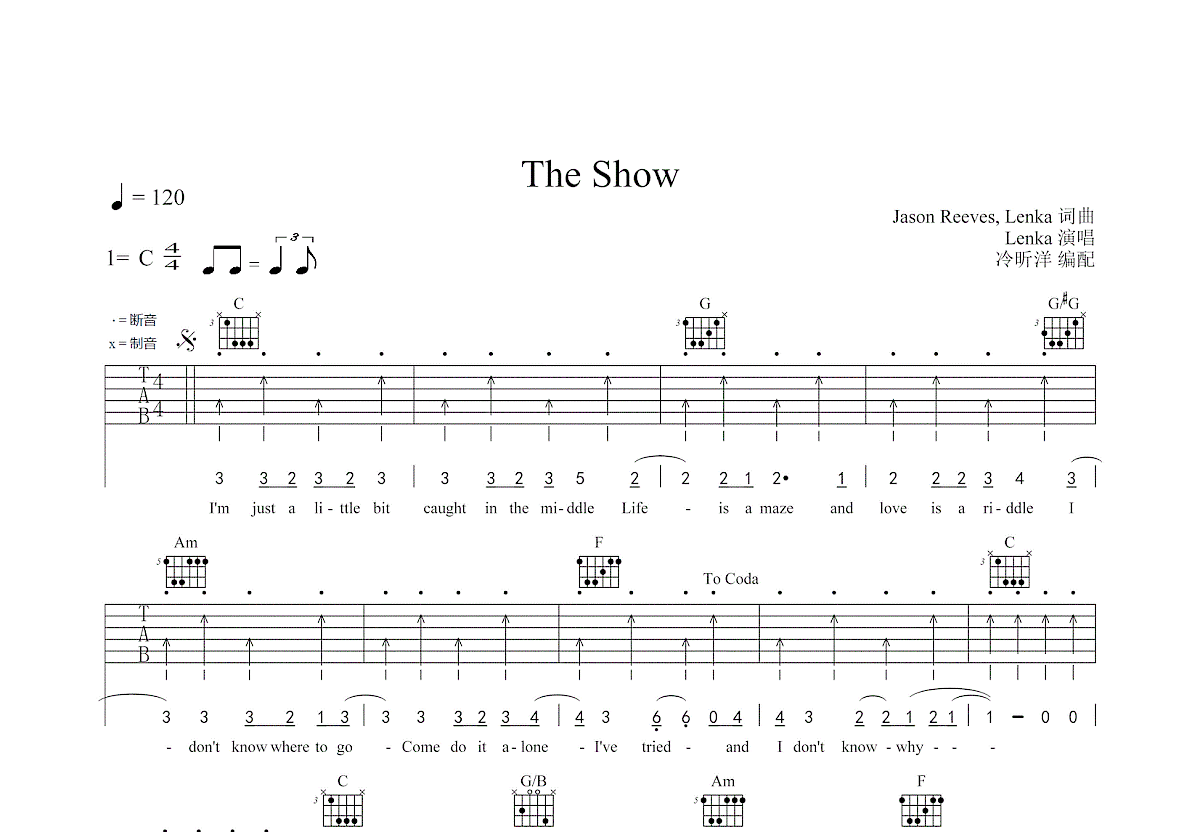 The show吉他谱预览图