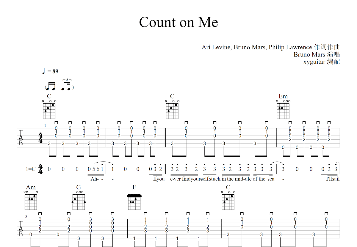 Count On Me吉他谱预览图