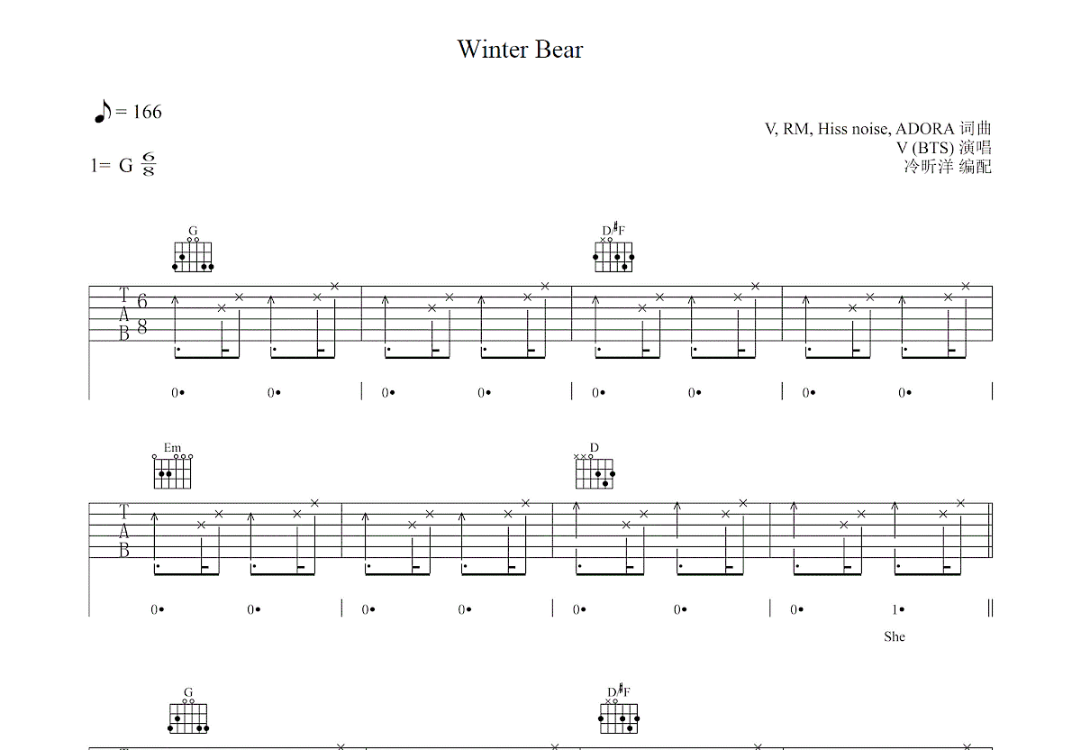 Winter Bear吉他谱预览图