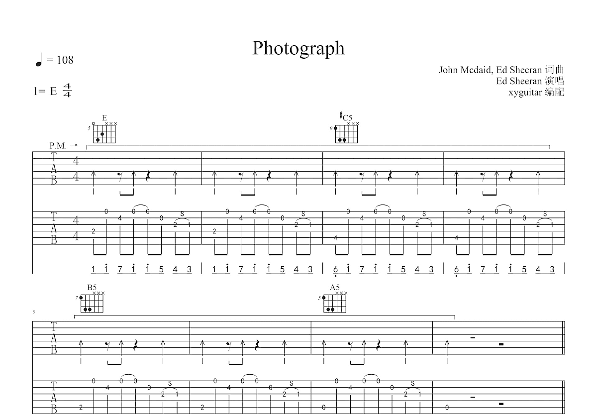 Photograph吉他谱预览图