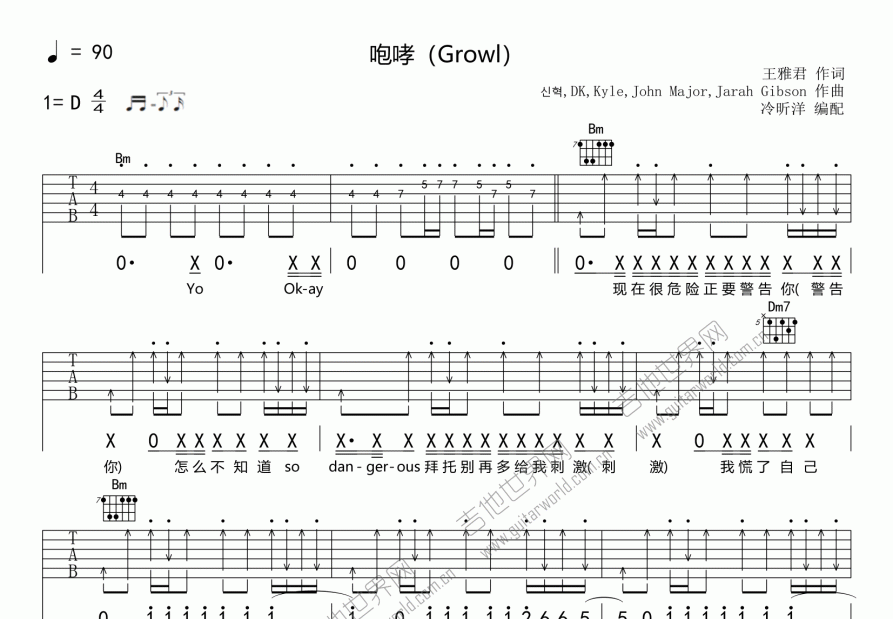 咆哮（Growl）吉他谱预览图