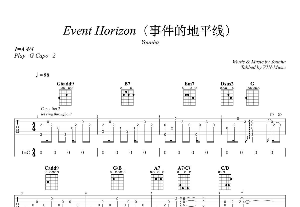 Event Horizon吉他谱预览图