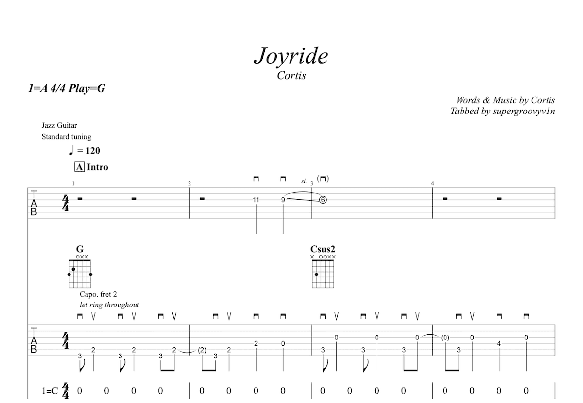 JoyRide吉他谱预览图
