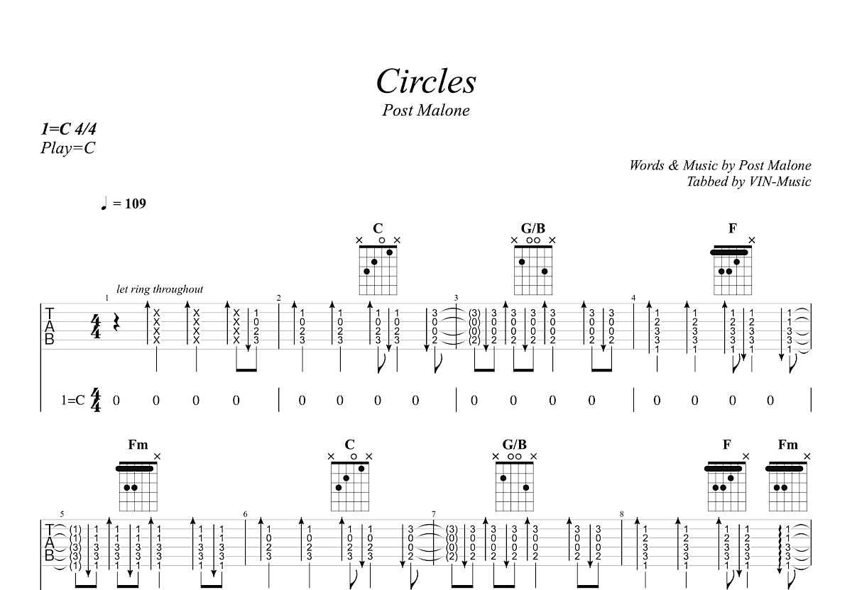 Circles吉他谱预览图