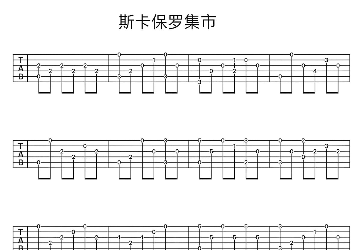 斯卡保罗集市吉他谱_Paul Simon&Art Garfunkel_C调指弹