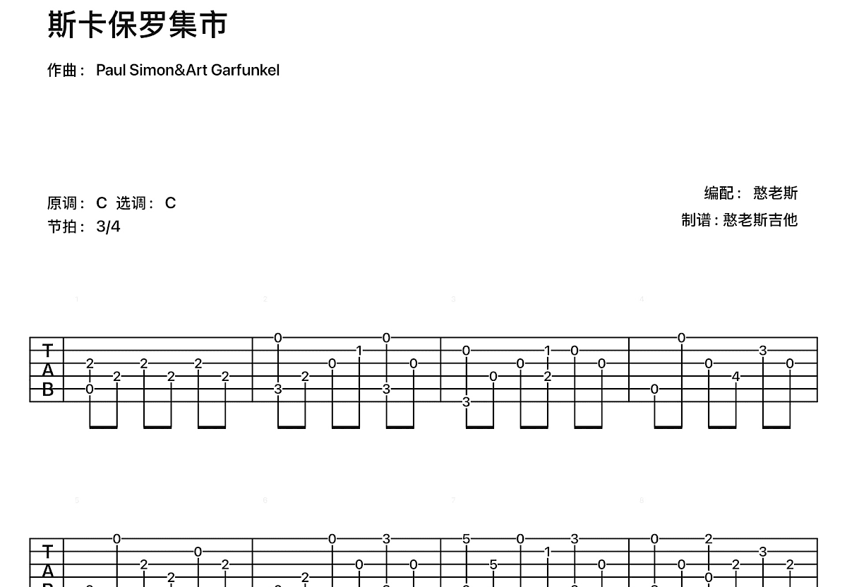 斯卡保罗集市吉他谱预览图