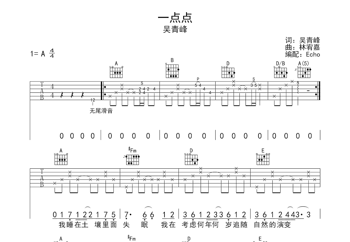 一点点吉他谱预览图