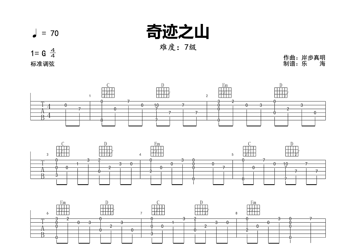 奇迹之山吉他谱预览图