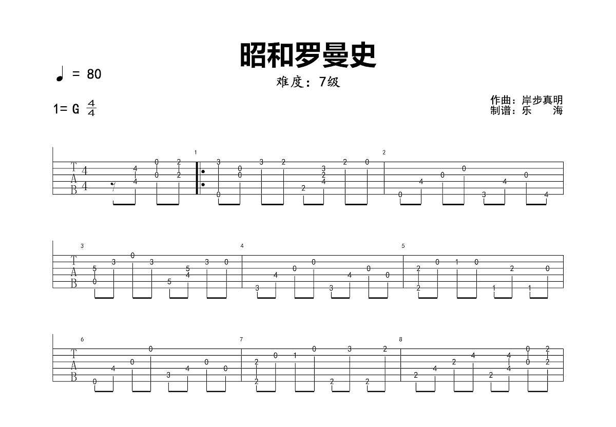 昭和罗曼史吉他谱预览图